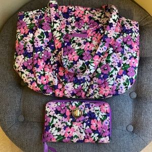 Vera Bradley Glenna Bag with matching turn lock wallet in Flower Garden Pattern